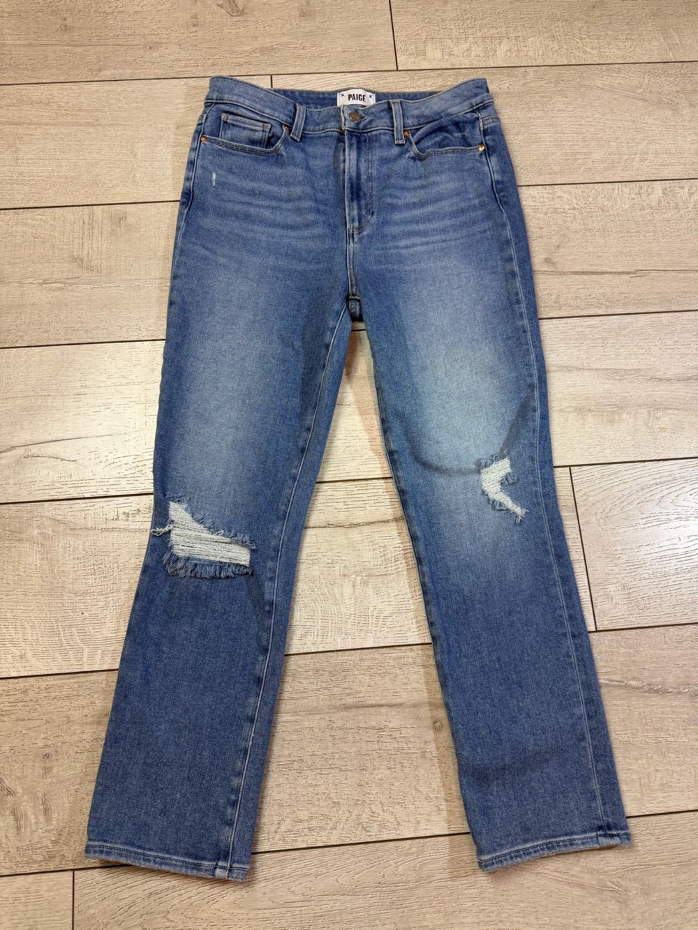 PAIGE Cindy High Rise Straight Leg Distressed Jeans Size 30